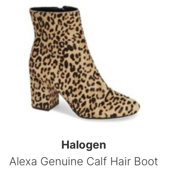 Nordstrom- Halogen Alexa Womens 6.5 Leopard Calf Hair Fur Ankle Booties like NEW - Picture 1 of 8